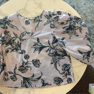 A New Day Purple Lavender Lilac Floral Bishop Sleeve Top